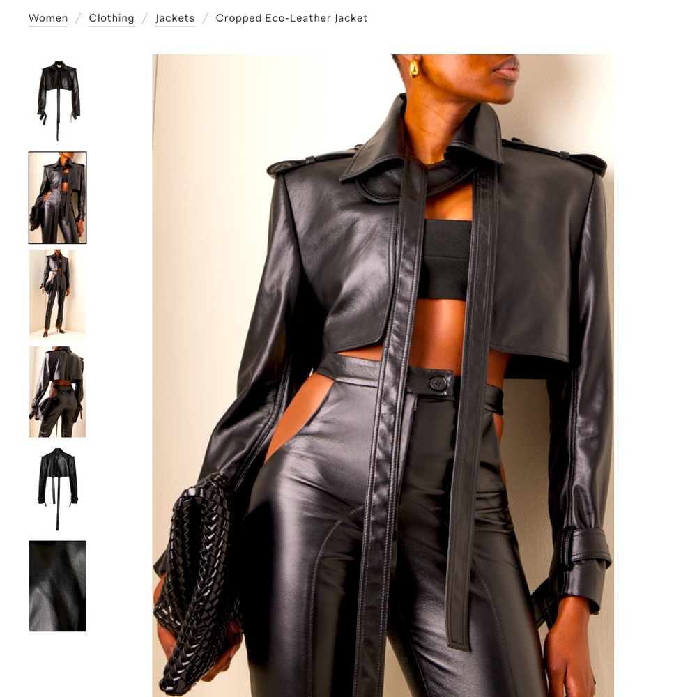 Materiel Cropped Leather Jacket Brown M